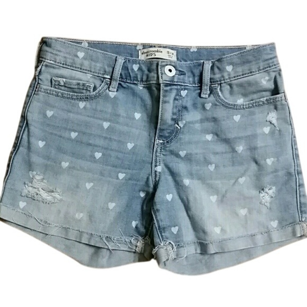 Abercrombie Denim‎ Heart Polka Dot Distressed Shorts Junior Size 13/14